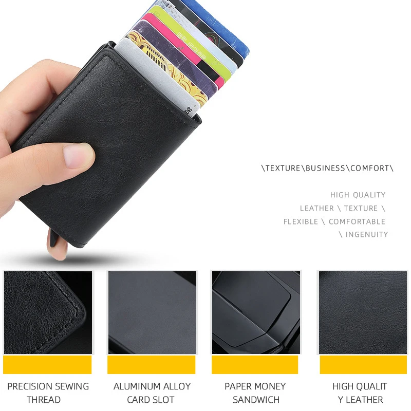 

DEABOLAR Brand PU Leather Credit Card Holder Wallet Men Women RFID Vintage Coin Purse Crazy Horse Bank Card holder Case