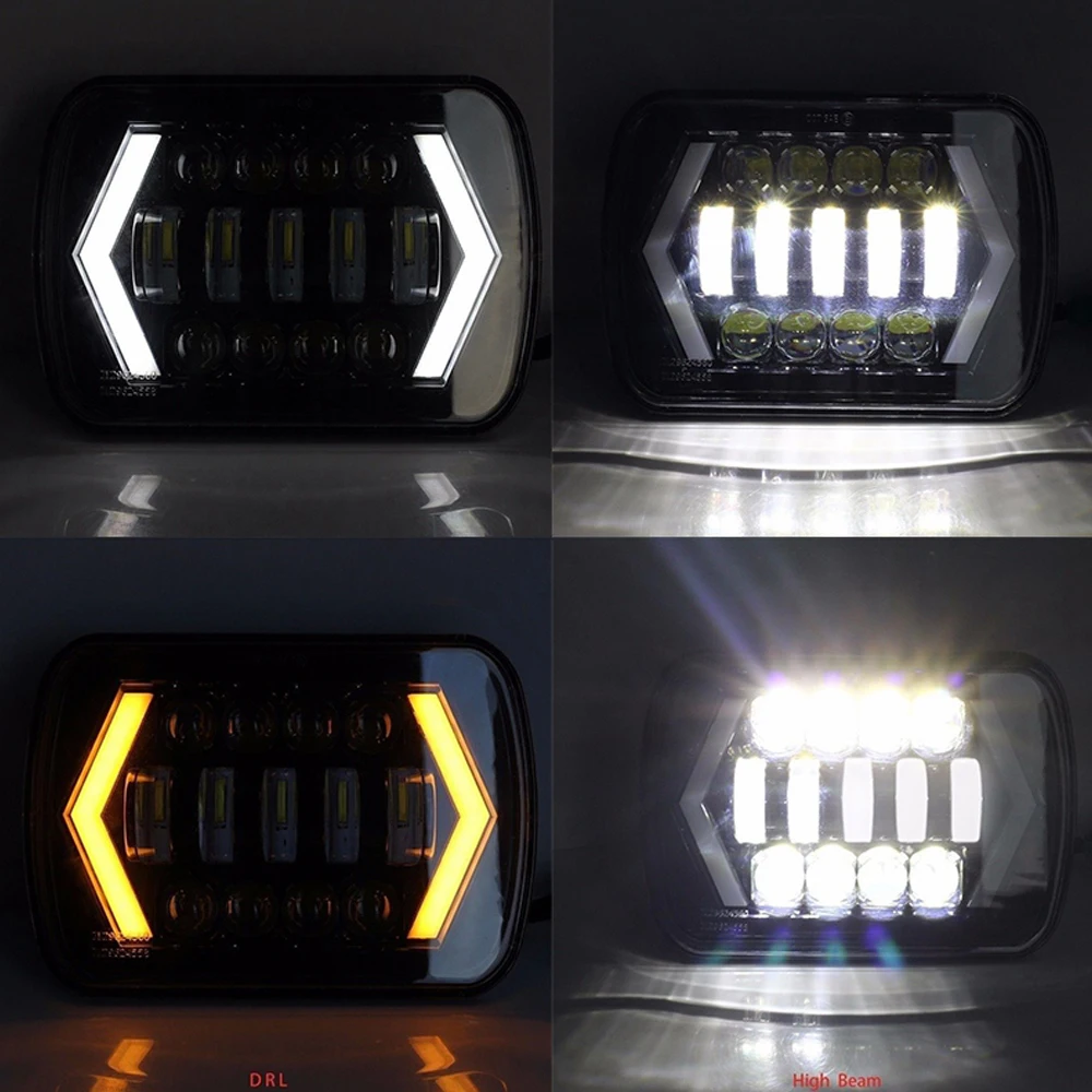 

7X6 inch Inch Halo Led Headlights 5X7 Square Led Headlight With-Arrow Depth Drl Turn On Signal Light