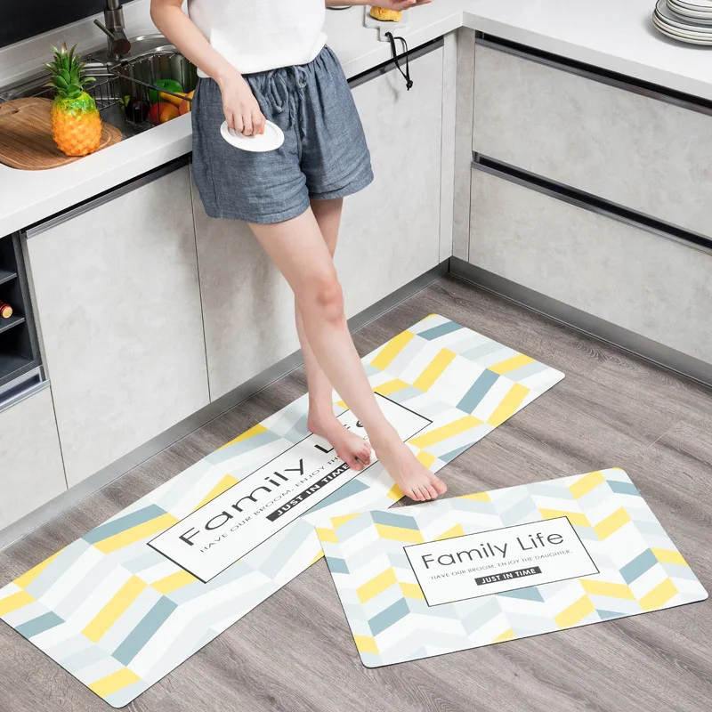 

Waterproof Kitchen Mat PVC Kitchen Rug Anti Fatigue Bath Carpet Home Floor Anti-skid Mat Doormat Dinning PU Kitchen Carpet