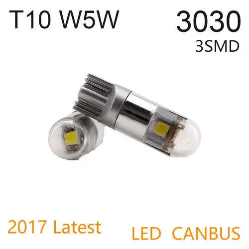 

Universal Car Accessories Lighting White T10 LED Light Bulb 3030 3SMD W5W Super Bright for Car Interior Exterior
