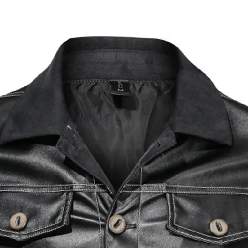Осенне зимняя куртка из искусственной кожи мужская верхняя одежда 2019 отложной