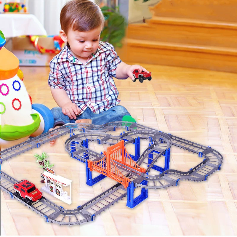 73 шт. гибкий сборный гоночный изгиб рельс Электрический скоростной трек