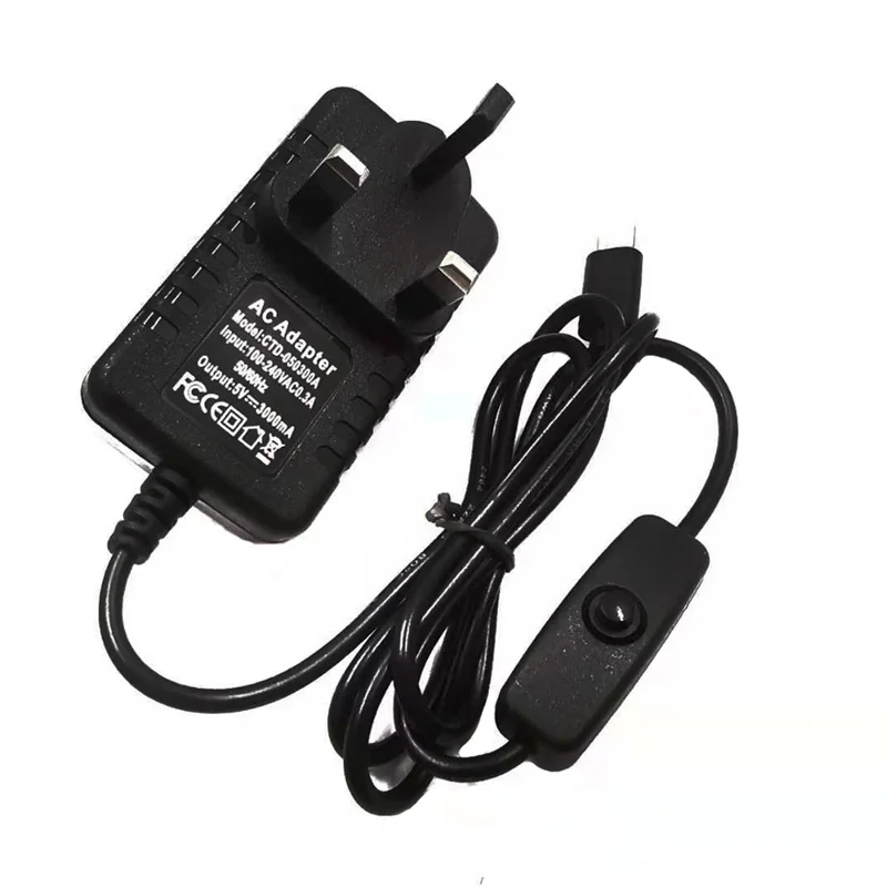 Для Raspberry pi 4 DC 5 V 3A кнопка переключения питания адаптер Micro USB порт в вольт для