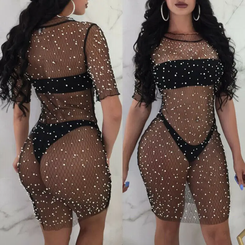 Сексуальный женский купальник с блестками сетчатые накидки сексуальное