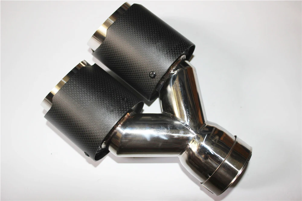 Одна пара Y-образных матовых углеродных выхлопных труб двойные концевые