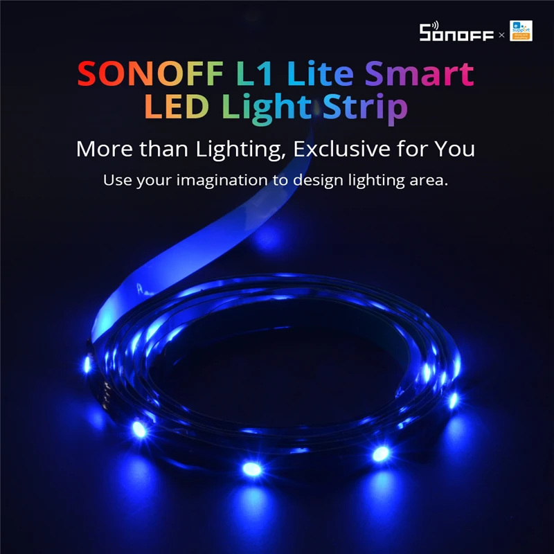 

SONOFF L1 Lite Smart Wifi LED Light Strip 5M Dimmable EU/ US WiFi Flexible RGB Strip Lights APP Remote Control Work with Alexa