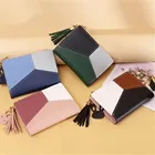 Модный женский короткий кошелек на молнии, лоскутный Кошелек для монет, кошелек из искусственной кожи для удостоверения личности, кредитных карт, визитница, женский клатч, кошелек с зажимом для денег