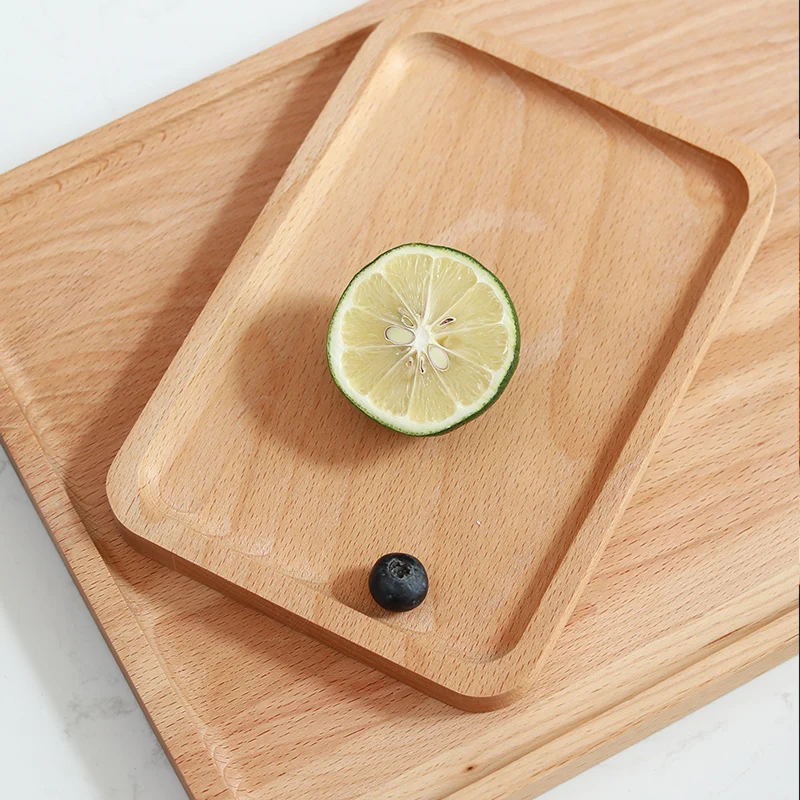 Буковая древесина лоток в Западном подносы для сервировки еды прямоугольной Чай