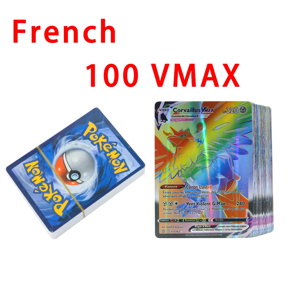 New Pokemon Cards in French TAG TEAM GX VMAX V Trainer Energy Shining Game Castellano Español Children Toy |