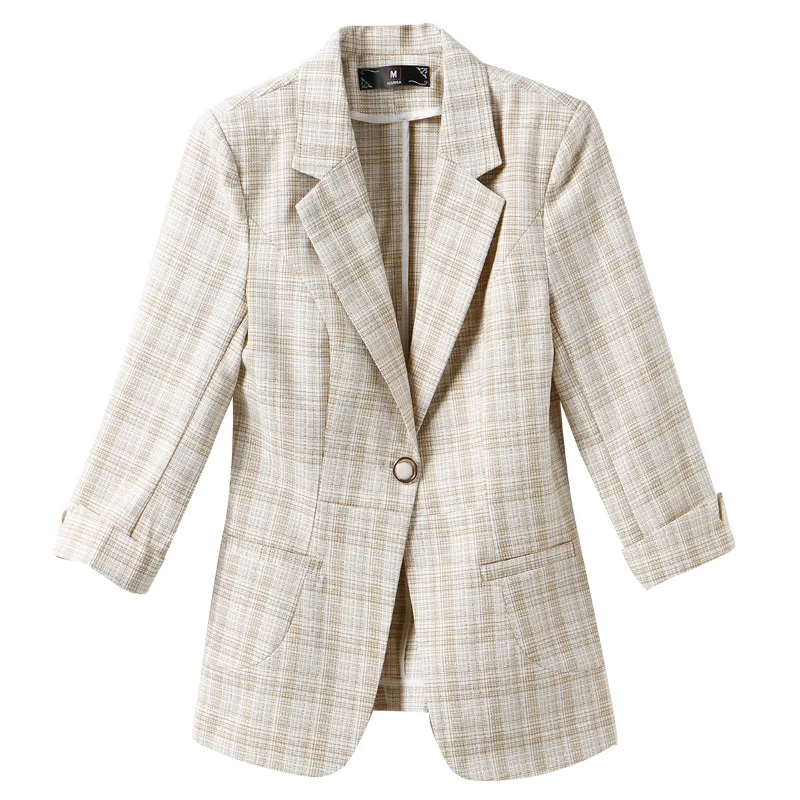 

Женский костюм-пальто, Новинка весна-лето 2021, облегающий приталенный клетчатый повседневный костюм в Корейском стиле с оборками, Топ