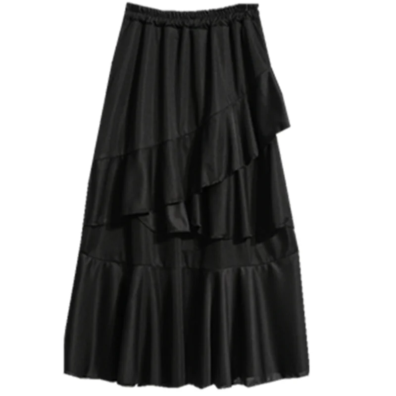 

solid irregular women skirts 2020 summer new high waist A-line knee-length elegant lady skirts top quality