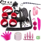 Набор SM интимные игрушки для женщин, мужские наручники, зажимы для сосков, плетка для шлепков, Силиконовые анальные пробки, вибратор, набор для бондажа