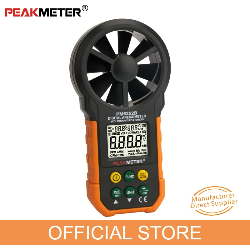 PEAKMETER цифровой анемометр Скорость воздуха ветра измерение скорости расходомер