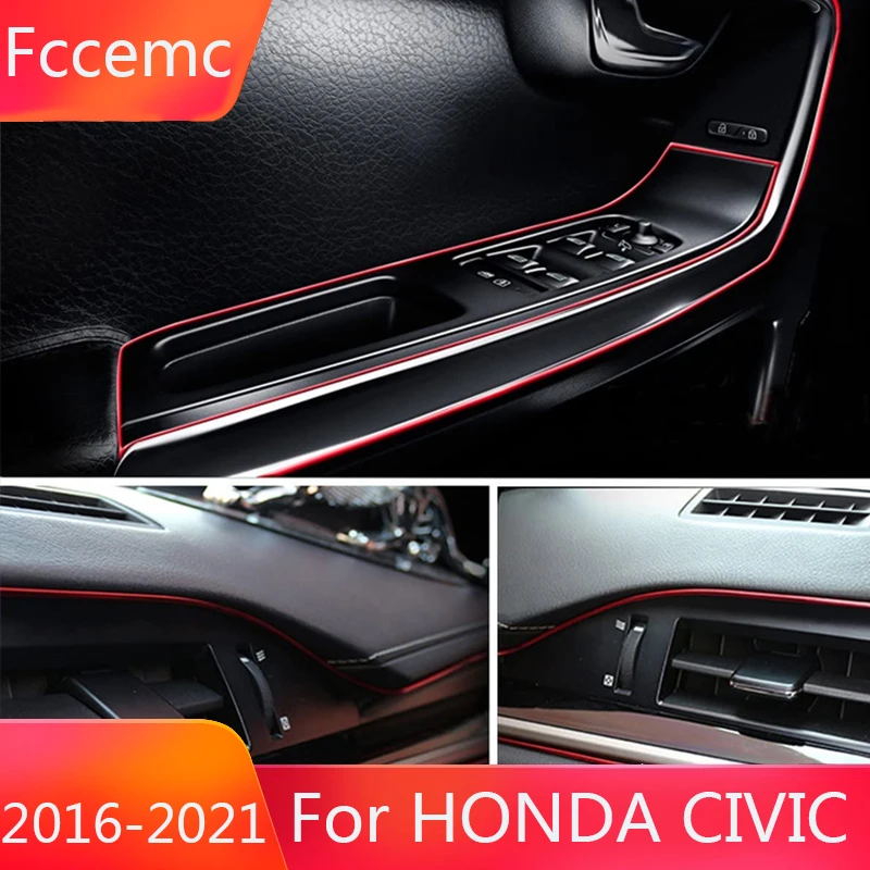 

5M 3D DIY Car Interior Trim Automotive Moulding Line Decorative Accessories Flexible Strip For 10th Gen Honda Civic 2016-2021