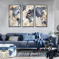 modular 3 panels watercolor scandinavian cuadros posters and prints world map canvas painting wall art pictures for living room