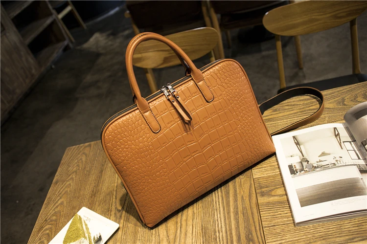 New Girls Shoulder Office Laptop Bags For Women Leather Business Briefcase Woman Laptop Handbag 13" 14" 15 Inch For Macbook Air