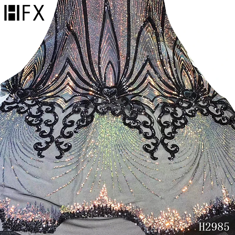 HFX 2020 Горячая Распродажа африканская Лазерная кружевная ткань вышивка пайетками