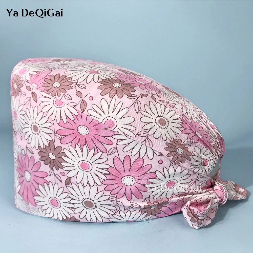 

Multicolor Breathable Unisex Dentist caps Fashion Cartoon Printed Pet Grooming Work Cap Adjustable Hygiene Care Cap Custom logo