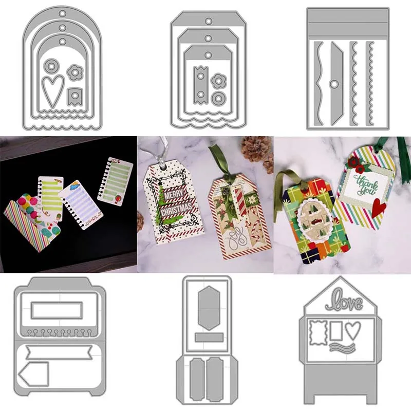 Шесть этикеток металлические Вырубные штампы вырезанные формы для украшения