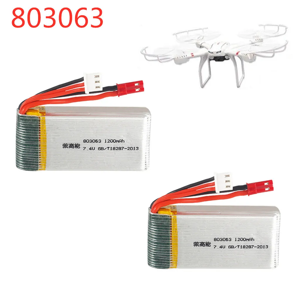 Аккумулятор lipo 7,4 в 1200 мАч для Yi zhang X6 H16 H40WH V262 V333 V353B V666, запасная часть для радиоуправляемого квадрокоптера, Аккумулятор 7,4 В 803063