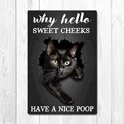 

Black Cat Washing Paws Retro Home Coffee Wall Decoration Antique Plaque Poster Living Room Bar Pub Home Classic Retro 20x30cm
