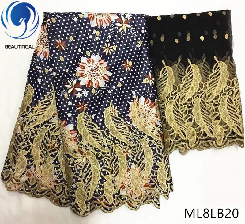 

LIULANZHI Nigerian bazin fabrics Embroidery beads bazin riche getzner for dress High quality cotton riche broderie 5yards ML8B05