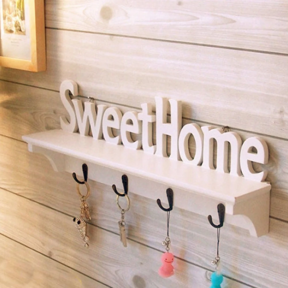 Настенный деревянный ключ Вешалка держатель Клавиша Home крючки деревянная