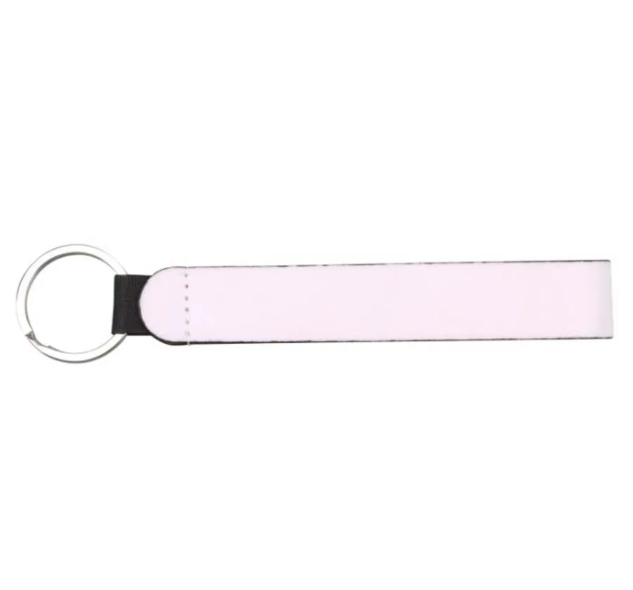 DHL300pcs Sublimation DIY White Blank PU Leather Long strip Keychain