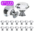 20-40 мм с украшением в виде кристаллов Стекло ручки для шкафа с украшениями в виде серебристых кристаллов шкаф ручки для выдвижных ящиков Кухня оборудование для обработки мебели