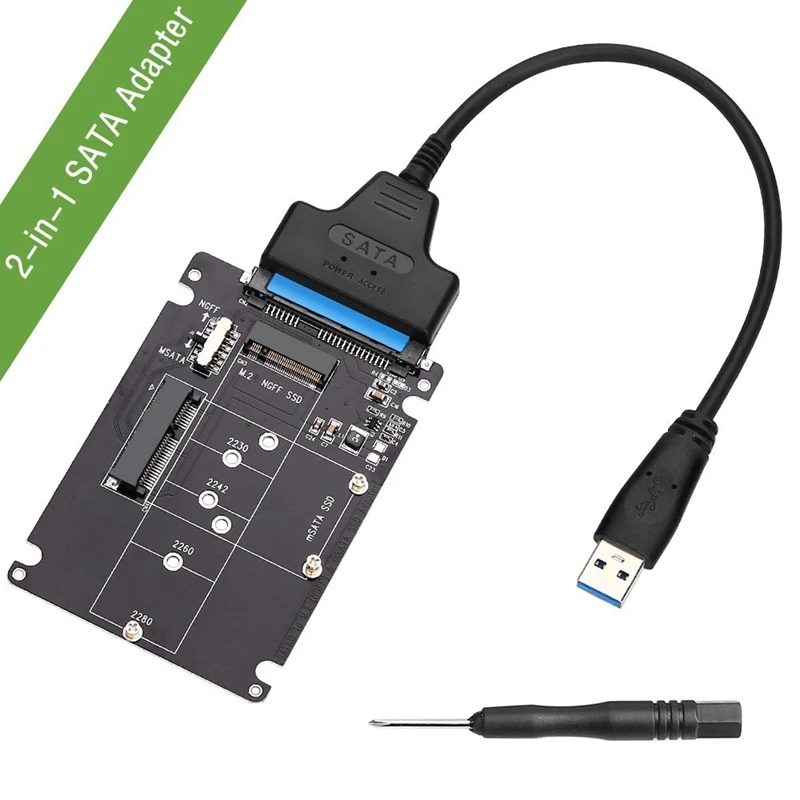 M.2 NGFF or MSATA to SATA 3.0 Adapter USB 2.5 Hard Disk 2 in 1 Converter Reader Card with Cable for PC Laptop | Компьютеры и офис