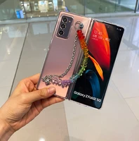 fashion diy cute colorful bear hand chain bracelet case cover for samsung galaxy z fold 2 3 5g shockproof transparent case