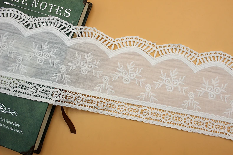 10.5cm wide-1yards/lot Craft Beige/White Flower Embroidered Lace Trim Cotton Ribbon Lovely Z902 | Дом и сад