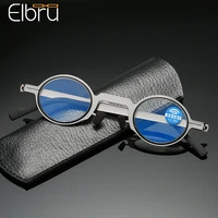 elbru 2022 new vintage anti blue light reading glasses ultralight metal frame clear lens presbyopia eyeglasses diopter 1 0 4 0