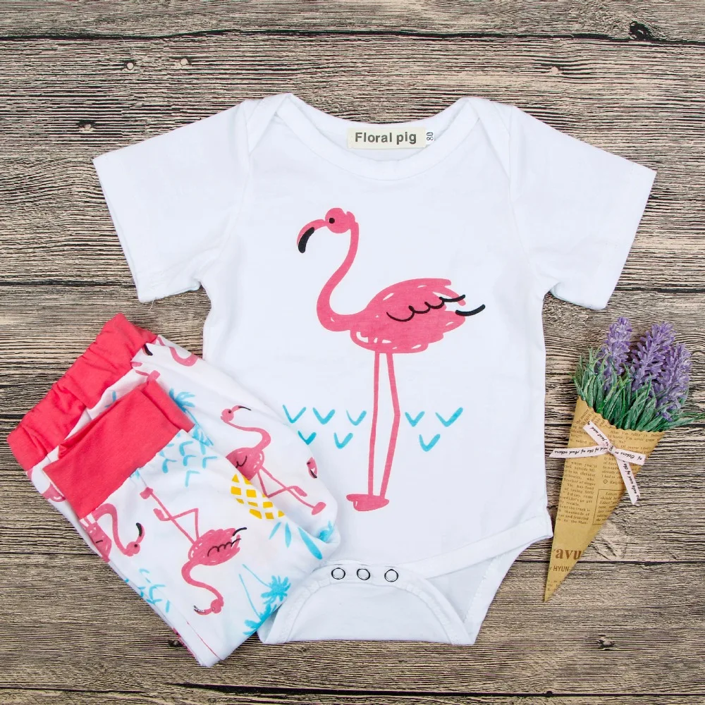 2018 новый список трендовой детской одежды Фламинго комплект для новорожденных с