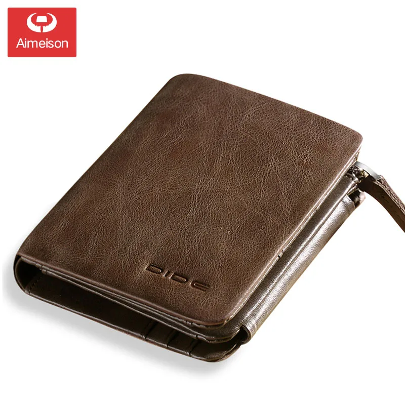 Тройной складной бумажник для паспорта мужской кошелек короткий верхний слой из