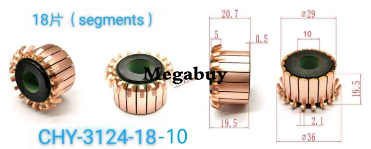 

10x29x20.7mm 18p Copper Bars Alternator Electric Motor Commutator Copper Commutator Armature Commutator