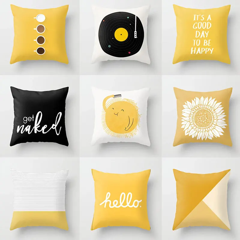 Новый комплект из желтых Наволочка на подушку в клетку полоску с принтом виде