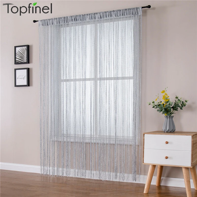 Topfinel Solid Color String Curtain Valance Tassel Line Curtains for Living Room Window Door Divider Drape Decor 300X260cm | Дом и сад