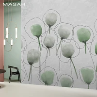 MASAR cartoon plant flower custom mural ink color background wall paper children's room bedroom wallpaper Flower ball