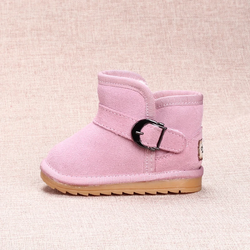 Зимние ботинки из натуральной кожи с мягкой подошвой зимняя детская обувь для