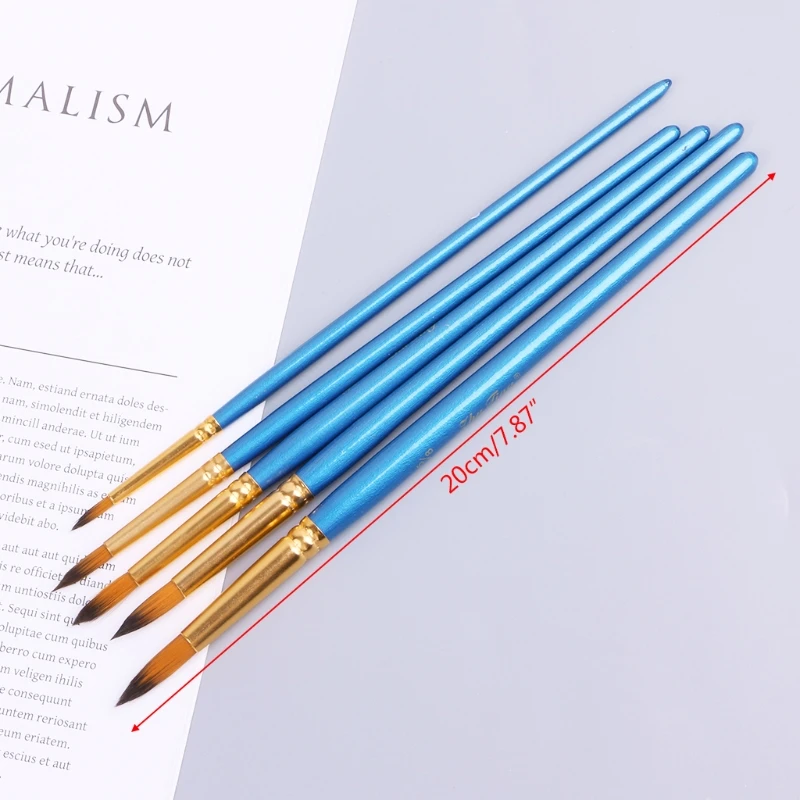 

CPDD 5xWatercolor Gouache Paint Brushes Round Pointed Tip Nylon Hair Set Art Supplies