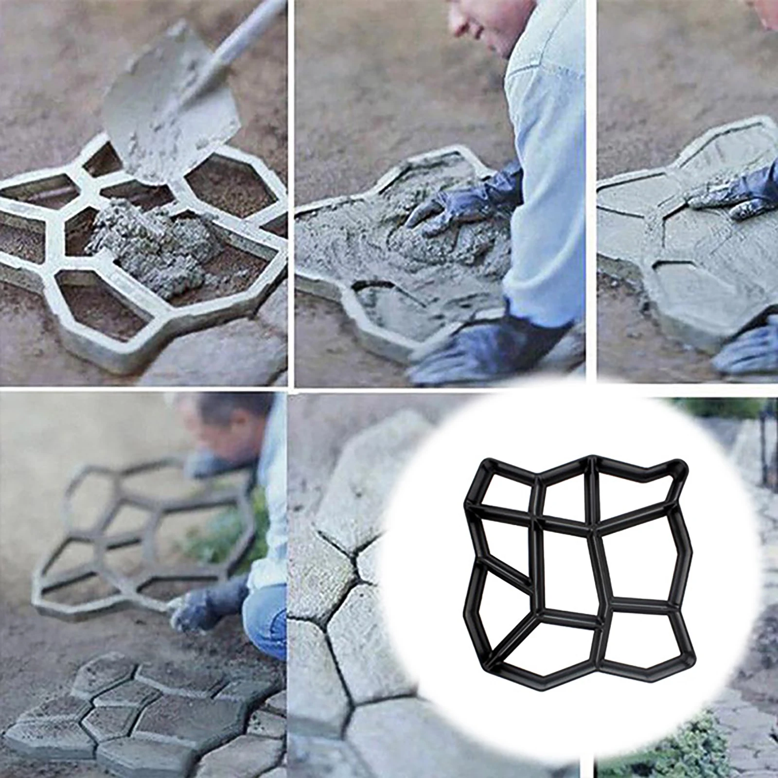 

Home Garden DIY Paving Mould Floor Road Concrete Stepping Driveway Stone Path Mold Black Plastic Making Mould for Patio Yard
