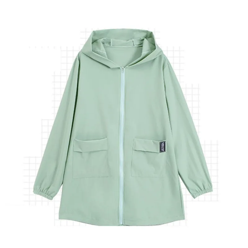 

Hooded Sun Protection Clothing Women Coat Mid-Length 2022Summer New Beachwear Anti-Ultraviolet Thin Outwear Ladies 95