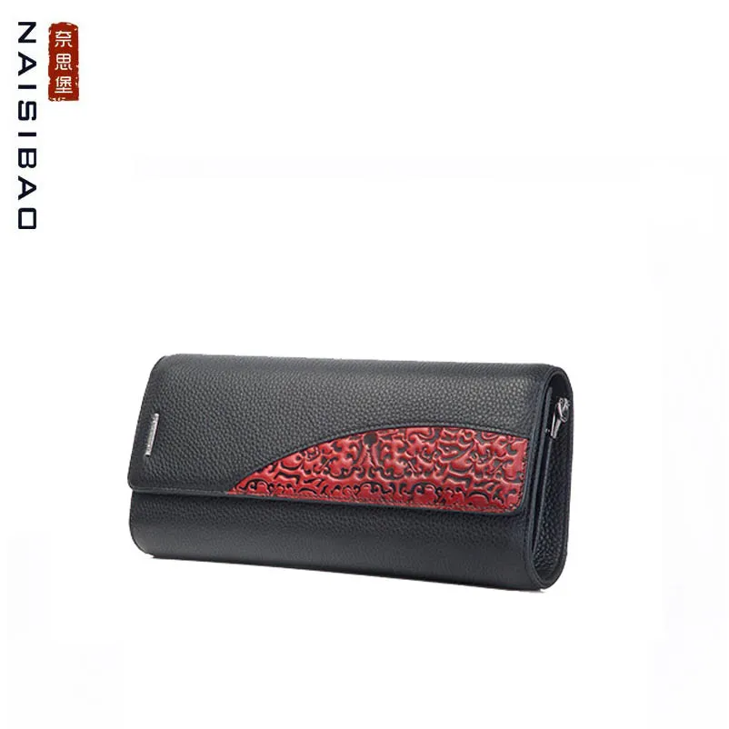 Женский кошелек из натуральной кожи NAISIBAO дизайнерский модный клатч с тиснением