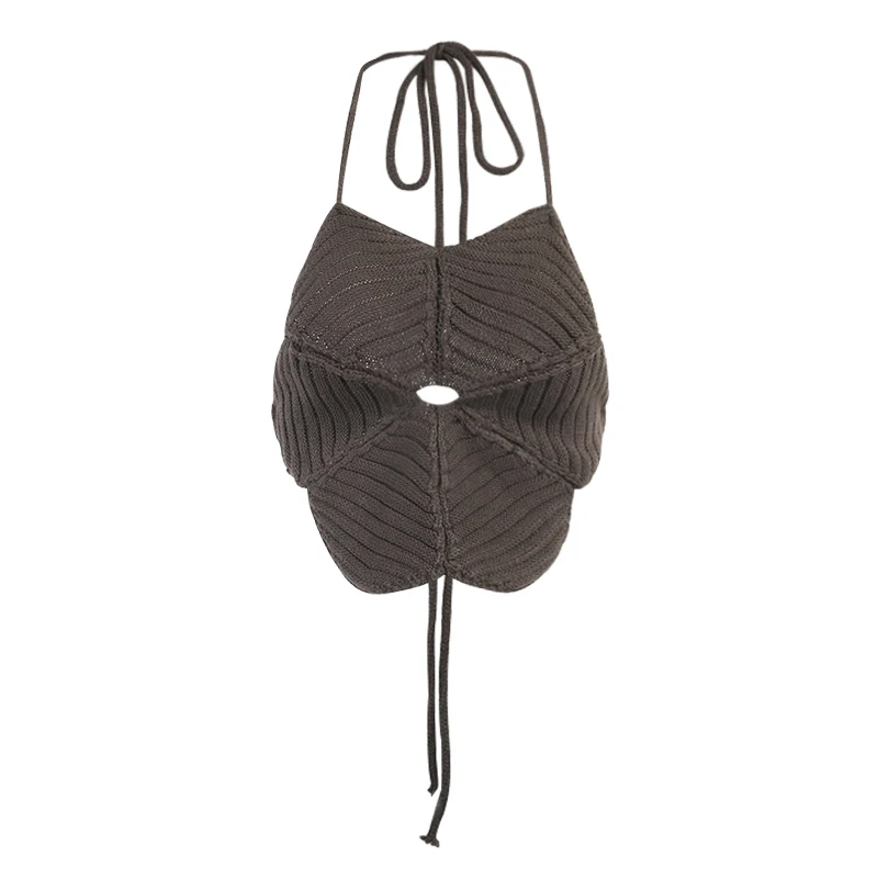 

InstaHot Women Backless Crop Top Sexy Lace Up Drawstring Club Camis 2021 Summer Spaghetti Strap Sleeveless Streetwear Casual Top