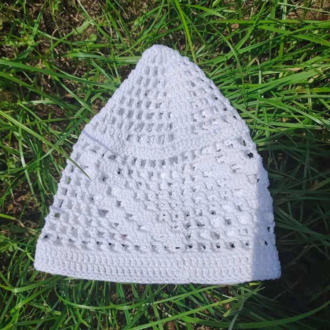 Мусульманская шапка шляпа национальная вязаная сетка крючком ручная белая