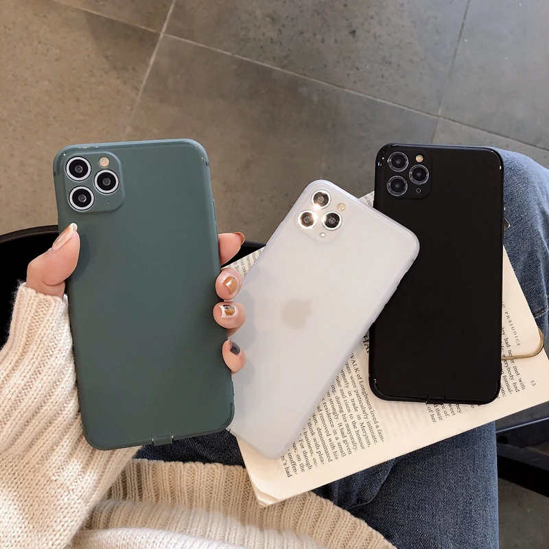 For iphone 11 XR 7 case Simple Matte phone cover solid color luxury soft cases for 6 6s Plus 8 X XS Max Pro | Мобильные телефоны и