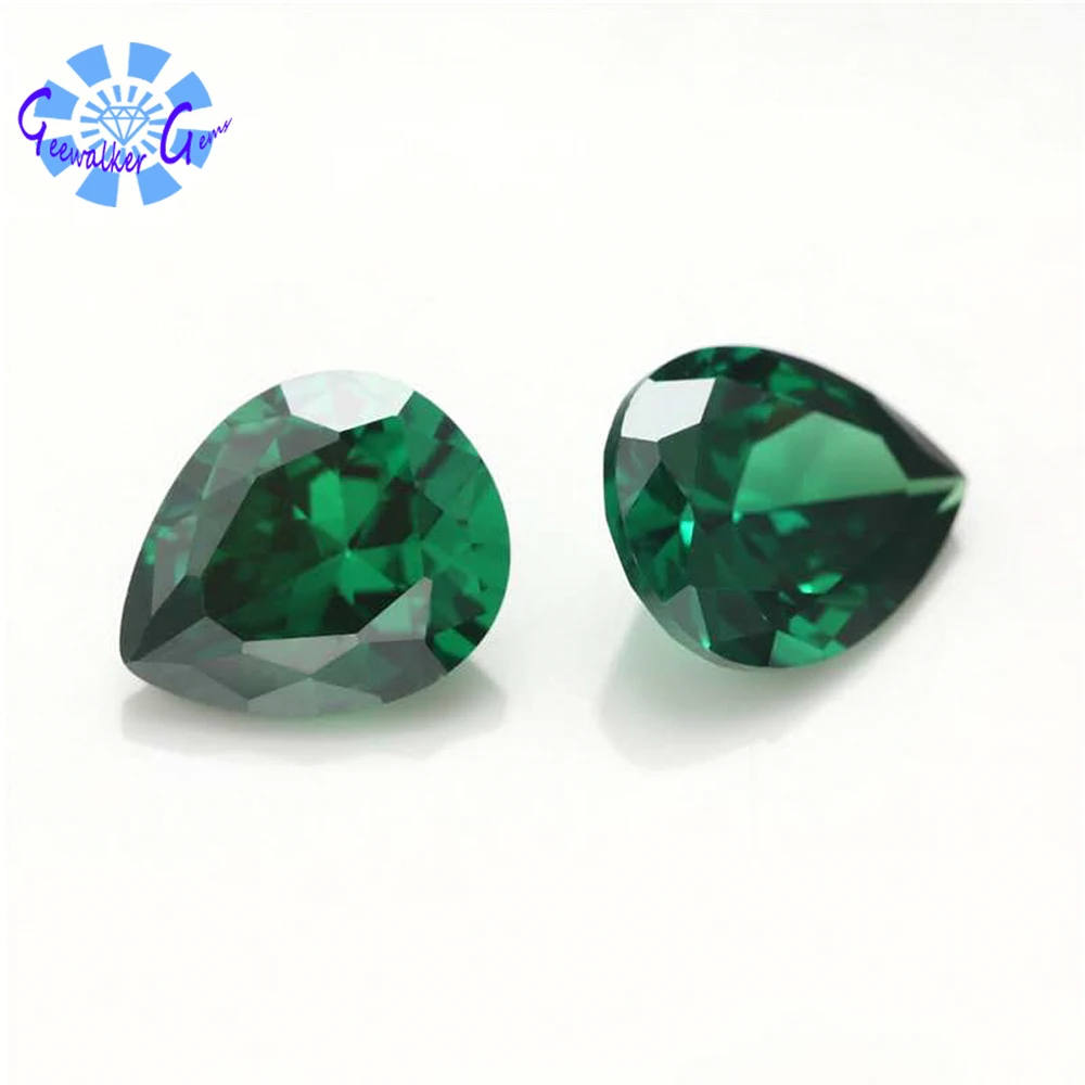 Высокое качество драгоценных камней AAA зеленый цвет в форме груши кубического