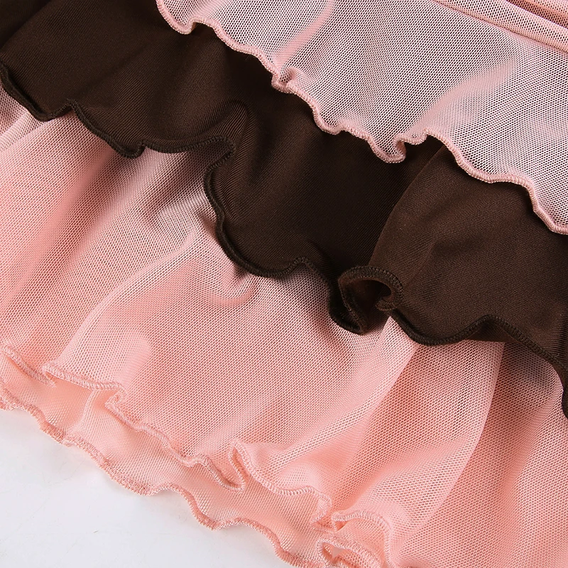 

2021 Ladies Summer Double Mesh High Waist Mini Skirt Y2K Ruffled Fashion Pleated Skirt Cake Skirt Harajuku Punk Cute Streetwewar