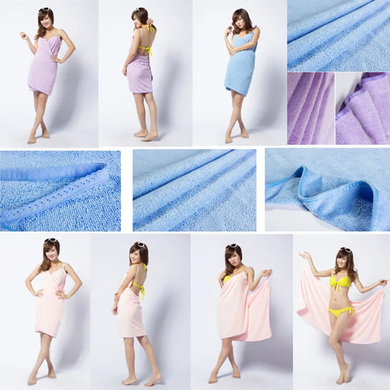 

70x140cm Microfiber Wearable Dress Bathrobe Fast Dry Wash clothing Wrap Women Bath towels robe de plage beach dress